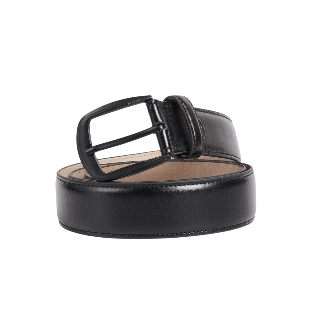 Black & Brown Plain Leather Belt For Men