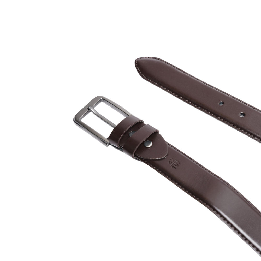 Dark Brown Plain Leather Belt For Men