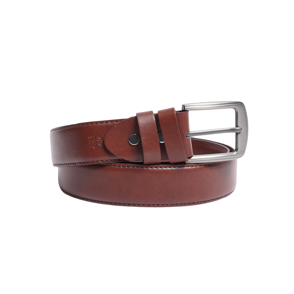 Light Brown Plain Leather Belt For Men