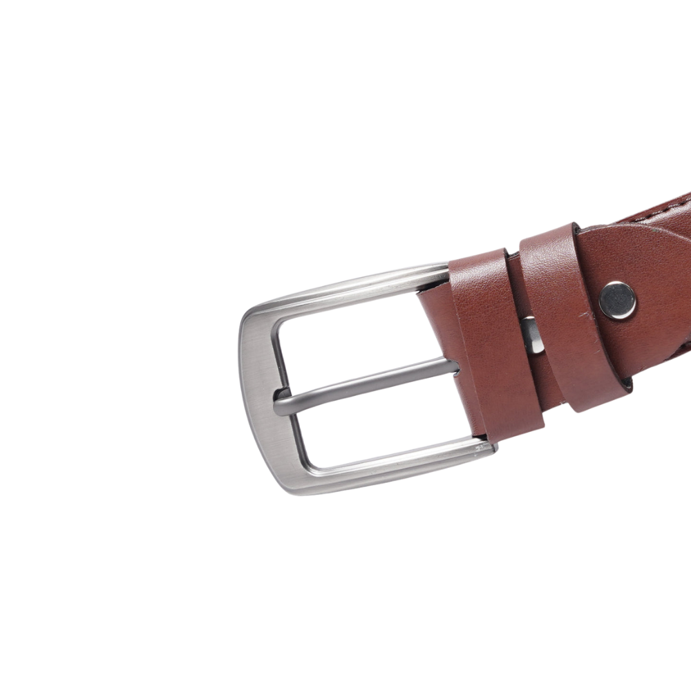 Light Brown Plain Leather Belt For Men