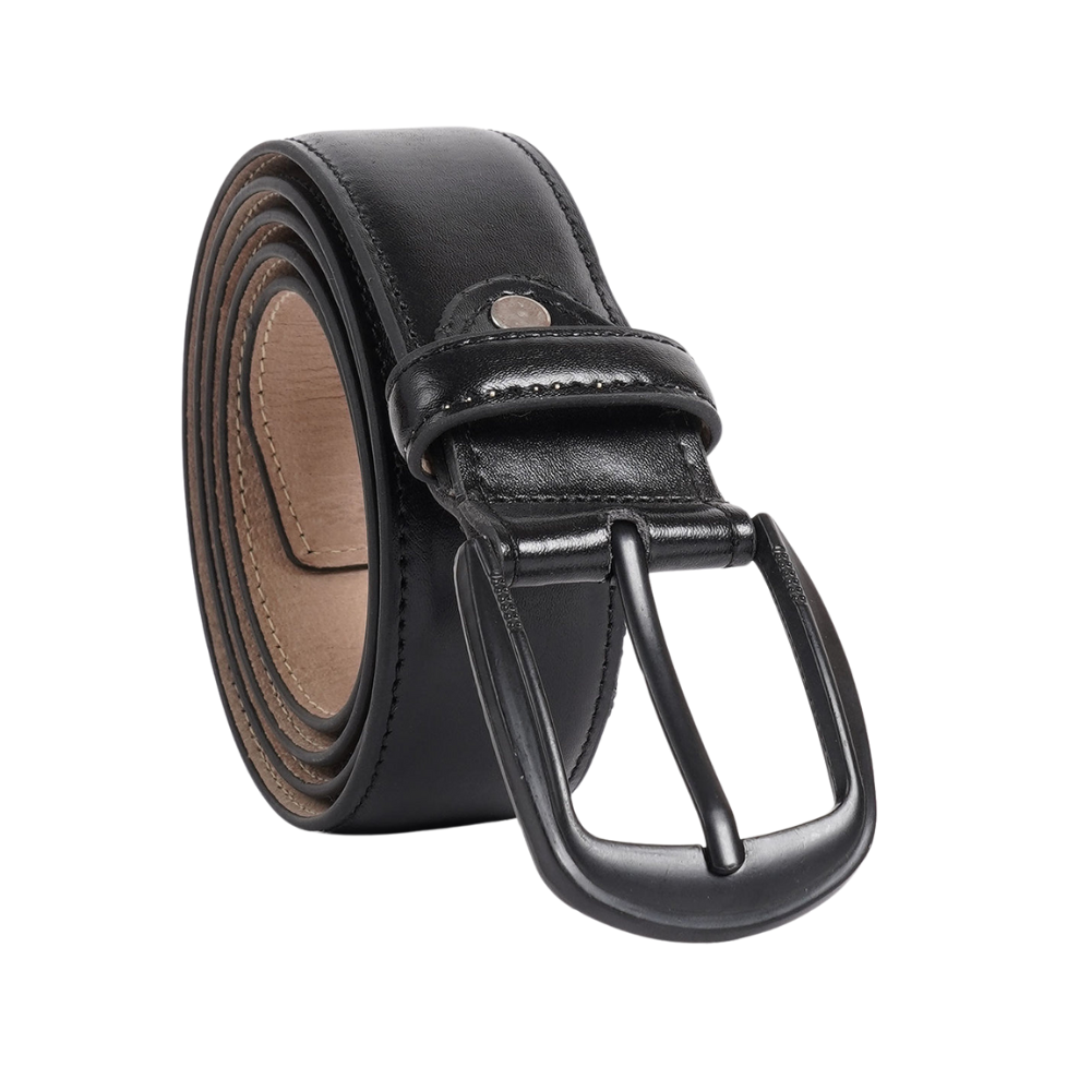 Black & Brown Plain Leather Belt