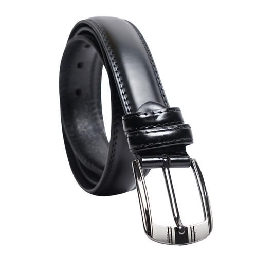 Black Plain Leather Belt For Men