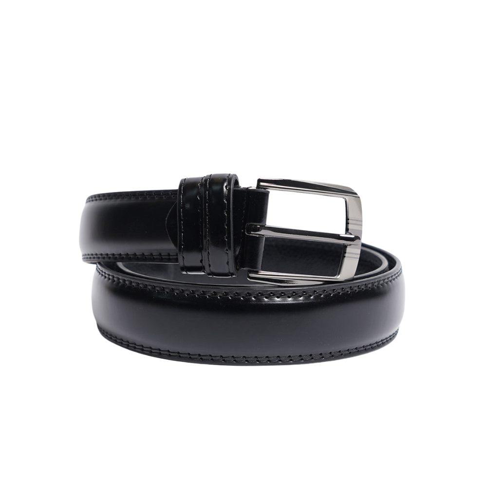 Black Plain Leather Belt For Men