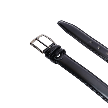 Black Plain Leather Belt For Men