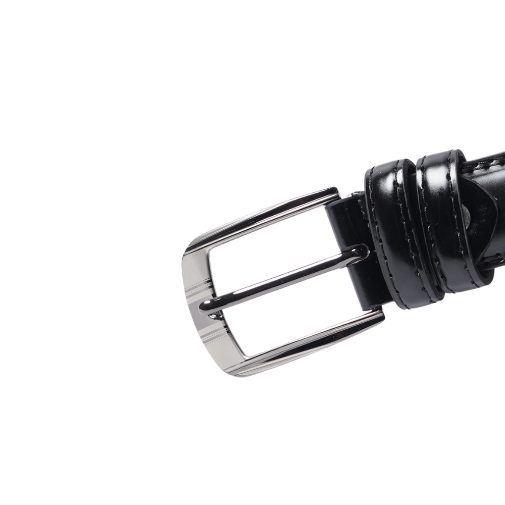Black Plain Leather Belt For Men