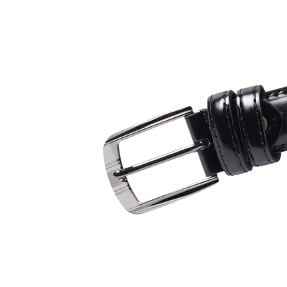 Black Plain Leather Belt For Men