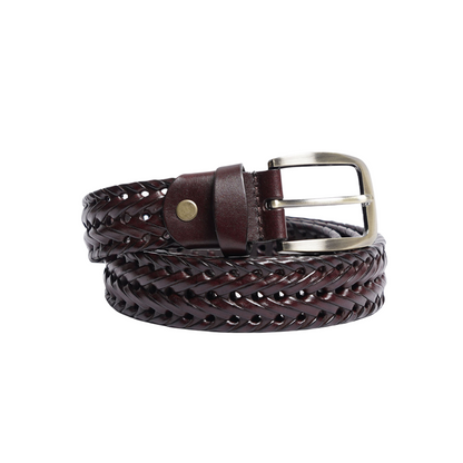 Maroon Weaving Design Leather Belt For Men