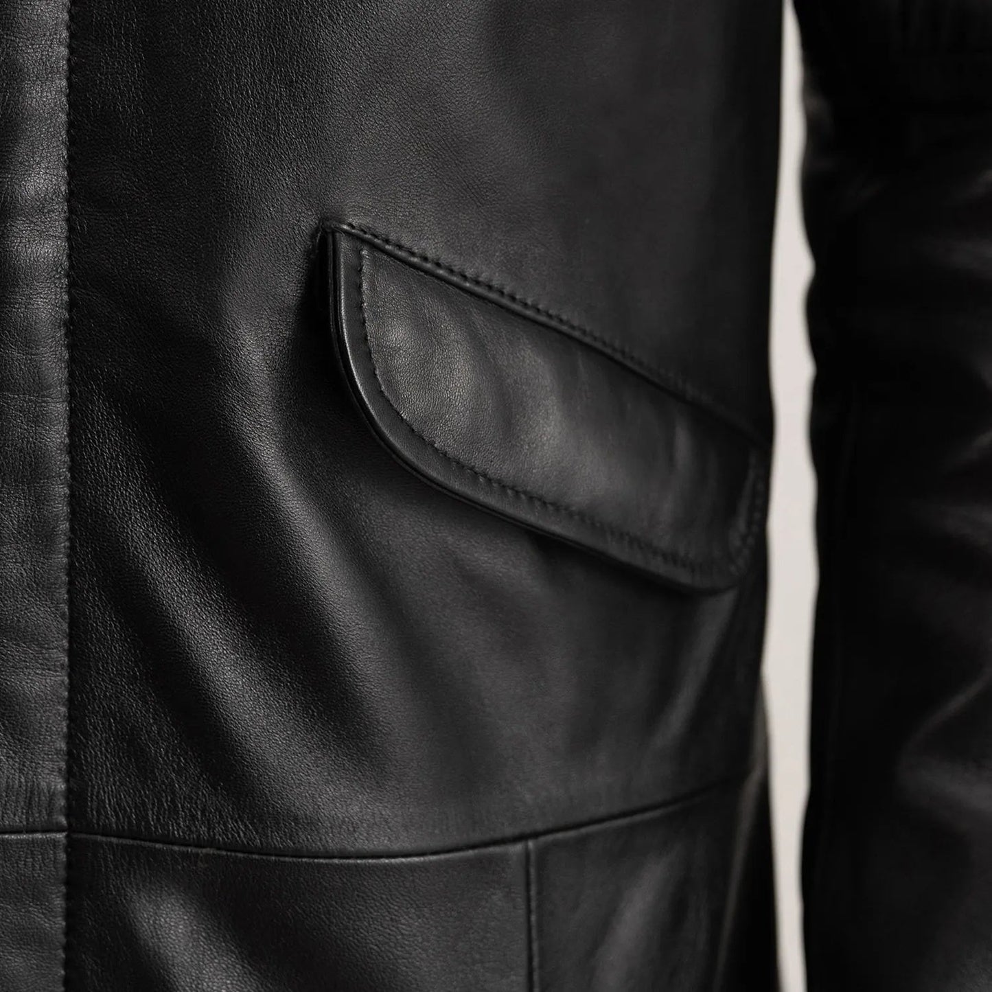 Delvin Black Leather Parka